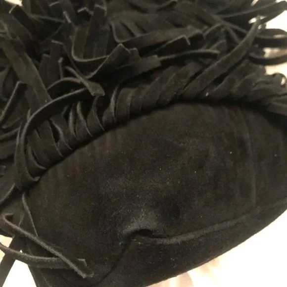 Vince camuto Joni suede leather fringed drawstring bag